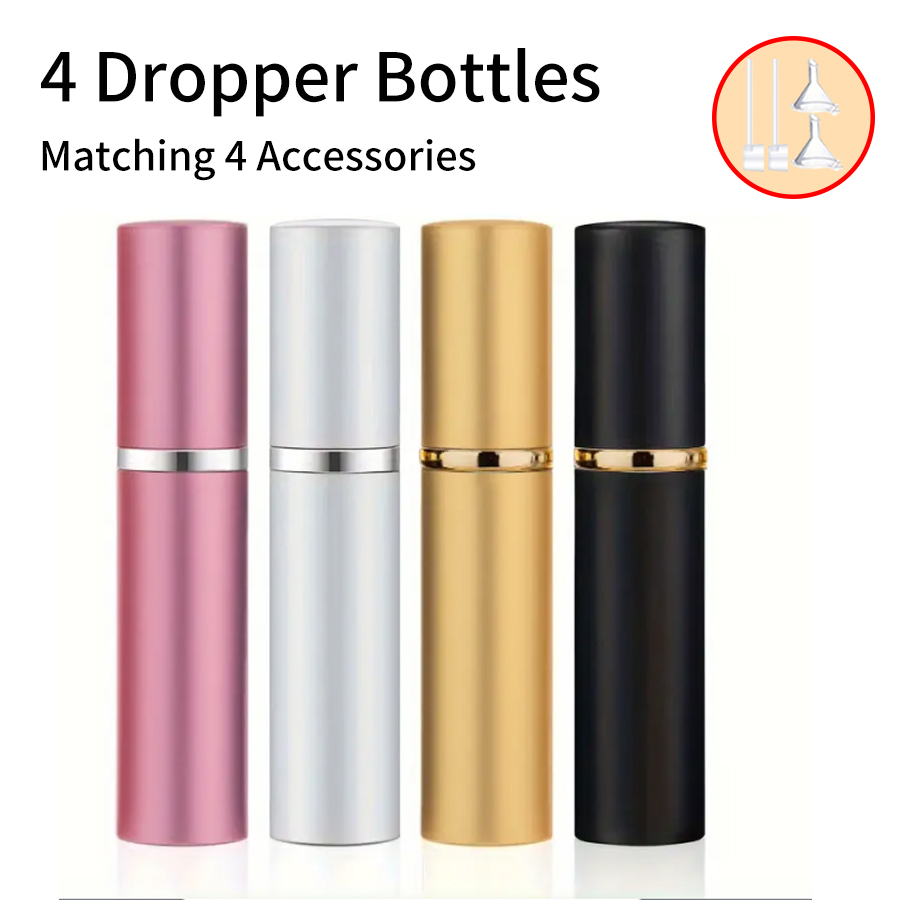 Perfume Fragrance Dispenser - 4pcs+4 Accessories 5ml Refillable Portable Mini