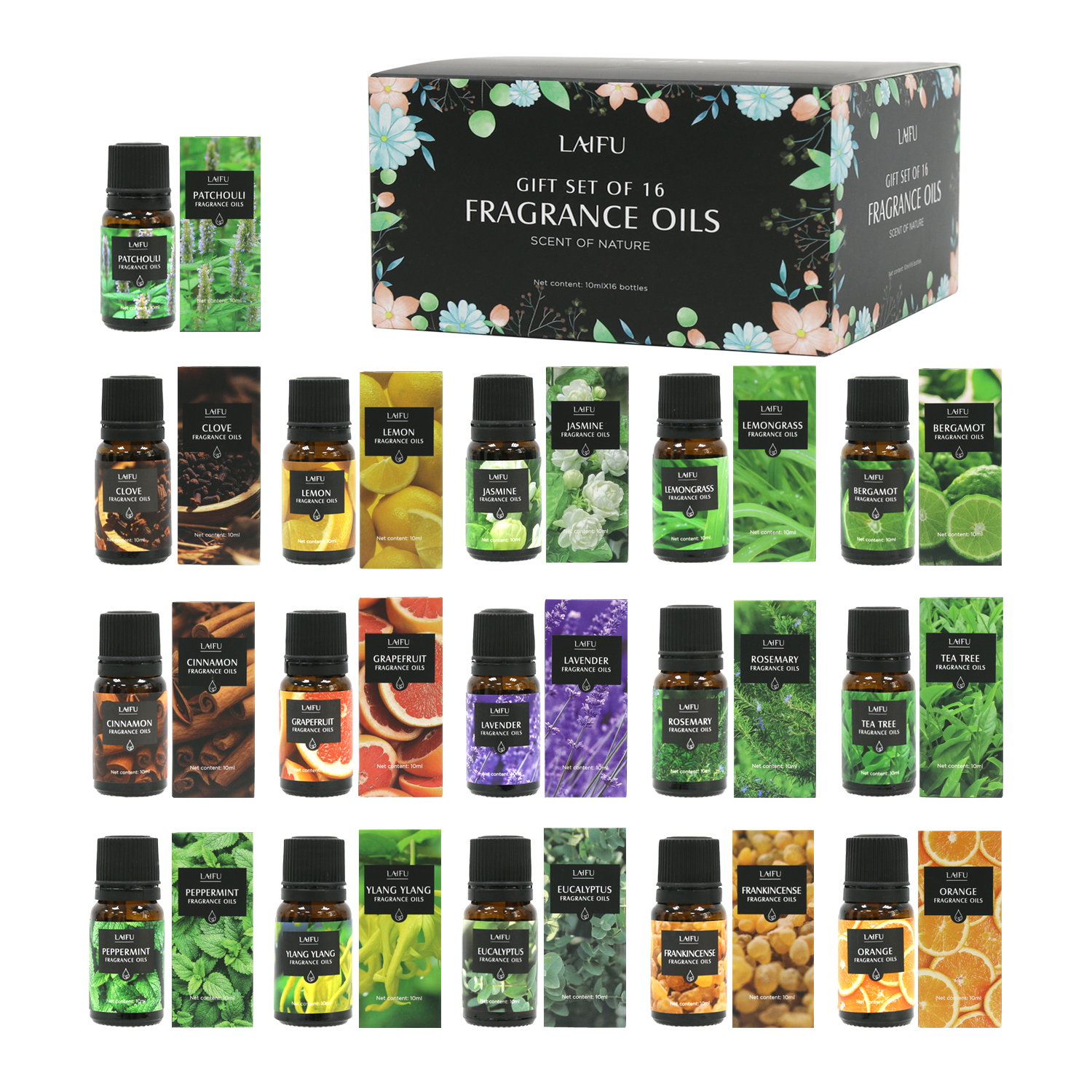 Perfume Fragrance Mist - 16x10ml Essential Oils Set for Diffuser